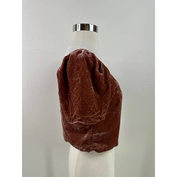 Madewell Suede Square Neck Balloon Sleeves Top - Picture 3 of 9